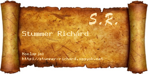 Stummer Richárd névjegykártya